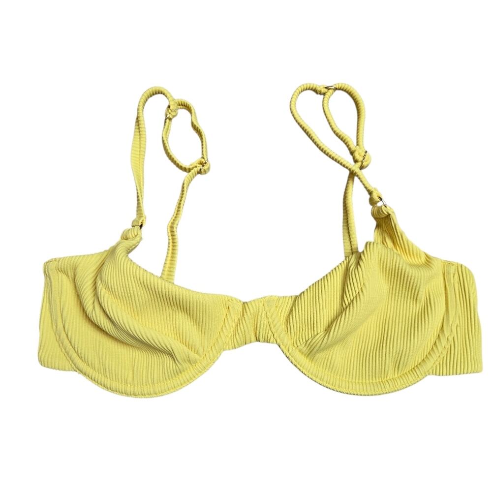 Lahana Swim Yellow Underwire Bikini Top Size Small Ribbed